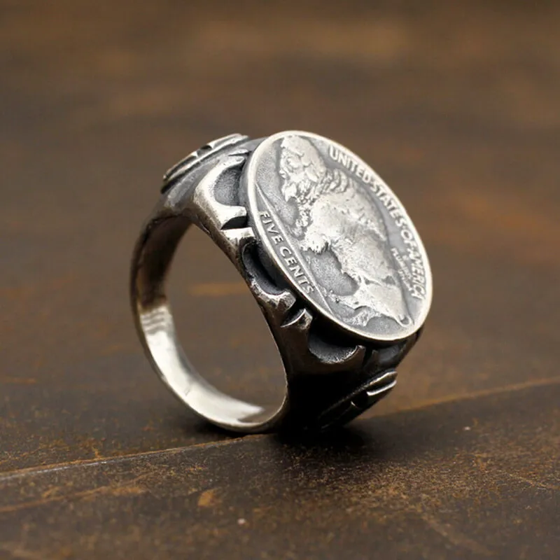 Buffalo Coin Sterling Silver Punk Ring sold by GTHIC product image thumbnail 3