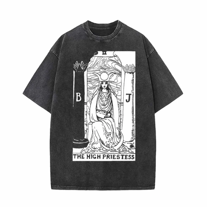 Tarot Card The High Priestess Vintage Washed T-shirt sold by GTHIC