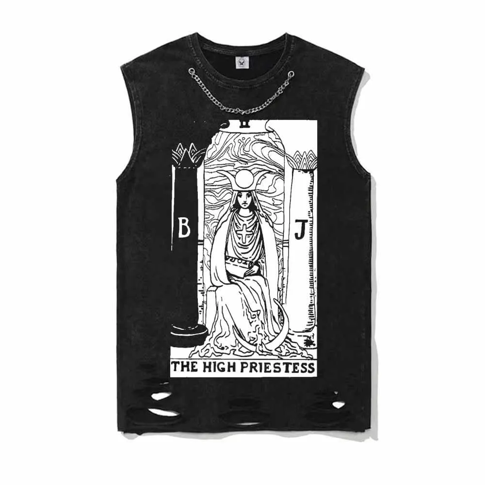 Tarot Card The High Priestess Vintage Washed T-shirt Vest Top sold by GTHIC product image thumbnail 2