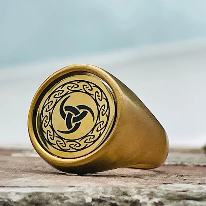 Gold Viking Symbols Stainless Steel Spinner Ring sold by GTHIC