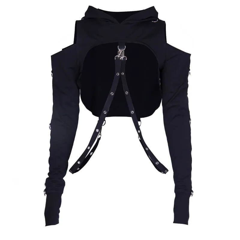 Gothic Hooded Cotton Super Crop Top sold by GTHIC product image thumbnail 3