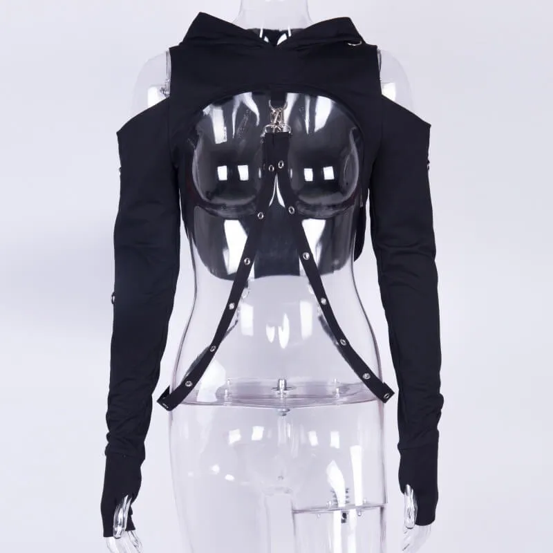 Gothic Hooded Cotton Super Crop Top sold by GTHIC product image thumbnail 5