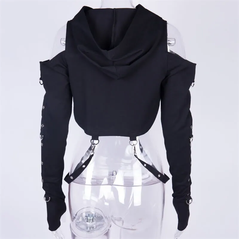 Gothic Hooded Cotton Super Crop Top sold by GTHIC product image thumbnail 4