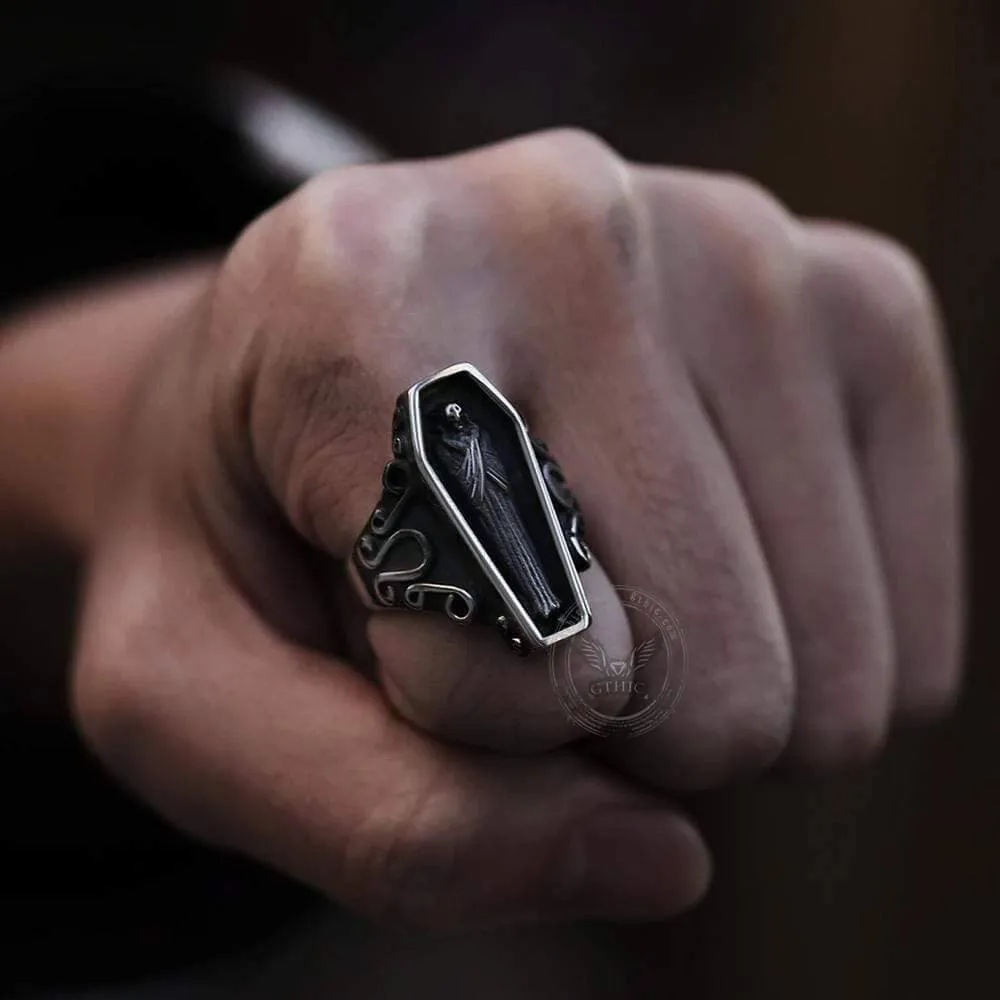 Vampire Coffin Stainless Steel Skull Ring sold by GTHIC product image thumbnail 3