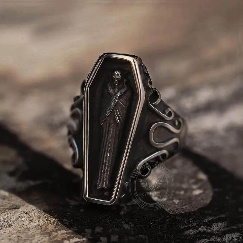 Vampire Coffin Stainless Steel Skull Ring sold by GTHIC