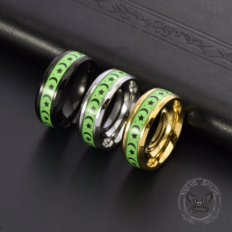 Luminous Star Moon Stainless Steel Epoxy Ring sold by GTHIC