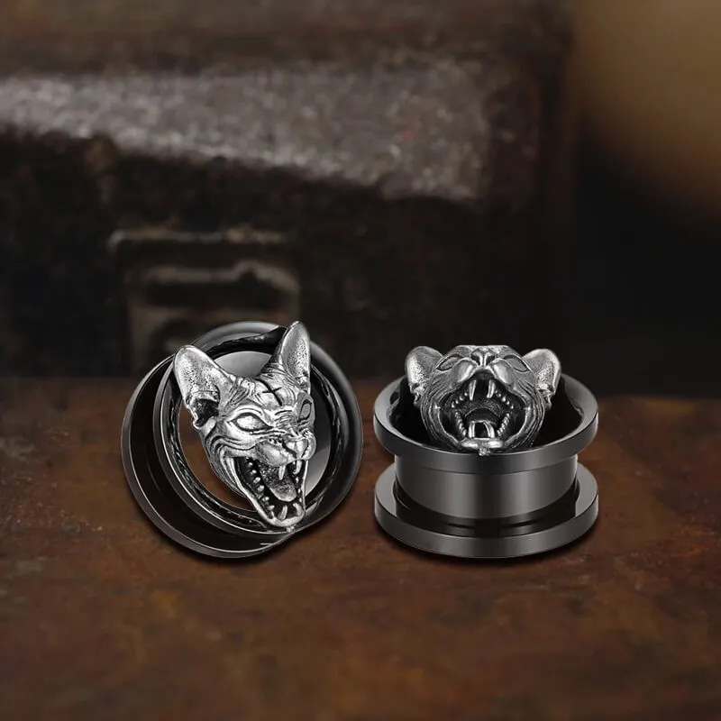 Hell Cat Cross Stainless Steel Ear Gauges sold by GTHIC