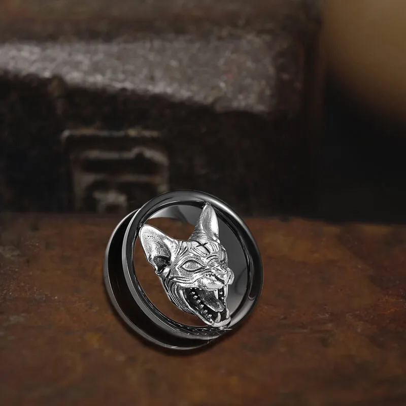 Hell Cat Cross Stainless Steel Ear Gauges sold by GTHIC product image thumbnail 2