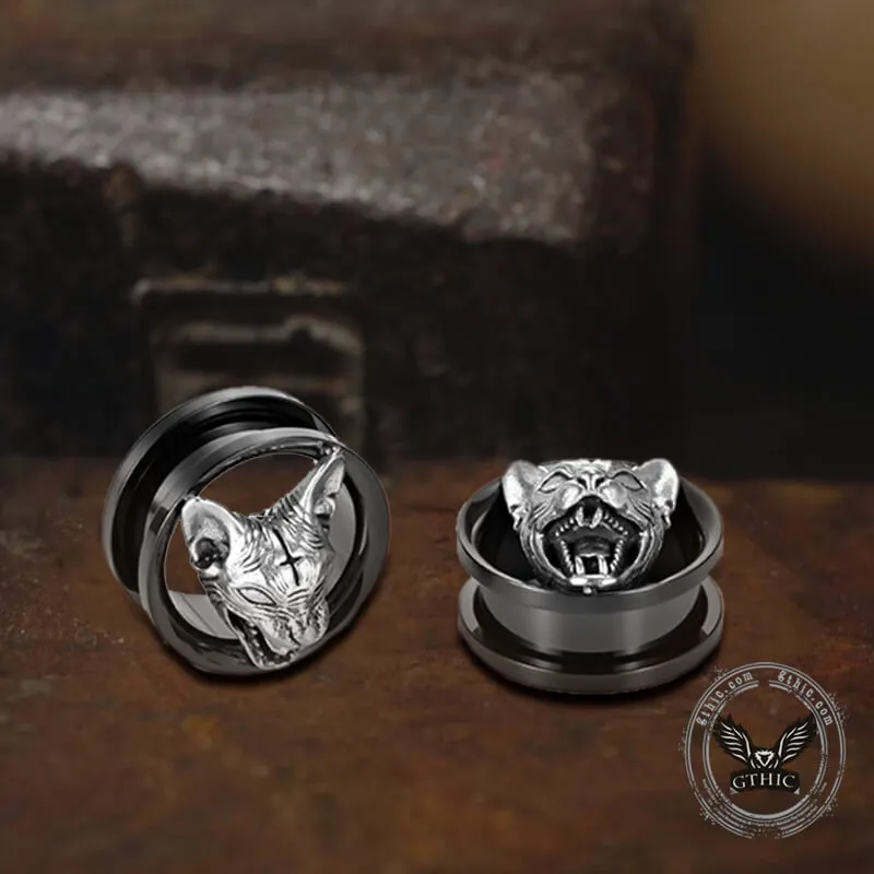Hell Cat Cross Stainless Steel Ear Gauges sold by GTHIC product image thumbnail 4