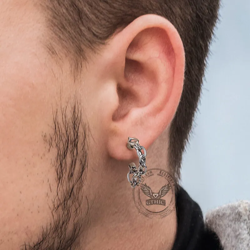Simple C-Shape Chain Design Stainless Steel Earrings sold by GTHIC product image thumbnail 2