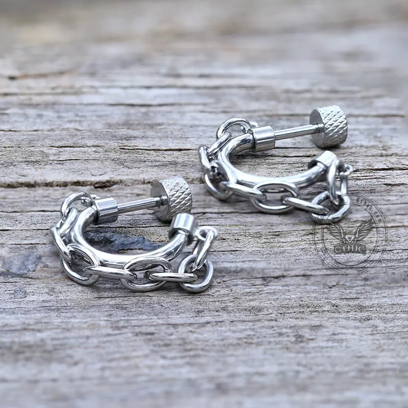 Simple C-Shape Chain Design Stainless Steel Earrings sold by GTHIC product image thumbnail 5