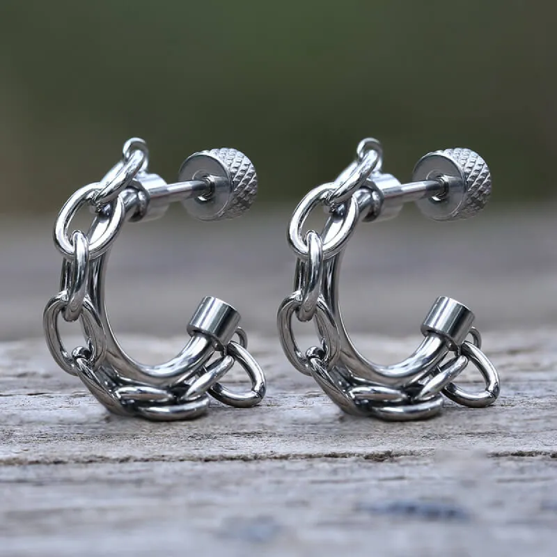 Simple C-Shape Chain Design Stainless Steel Earrings sold by GTHIC