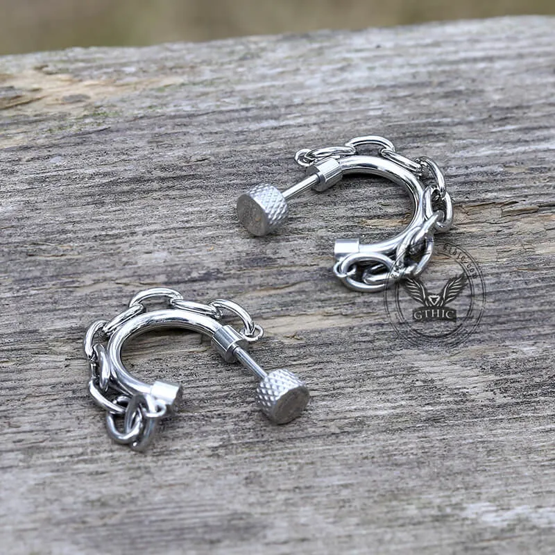Simple C-Shape Chain Design Stainless Steel Earrings sold by GTHIC product image thumbnail 3