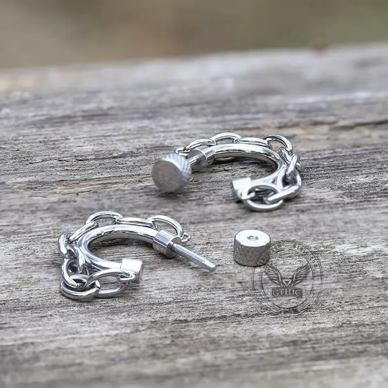 Simple C-Shape Chain Design Stainless Steel Earrings sold by GTHIC product image thumbnail 4