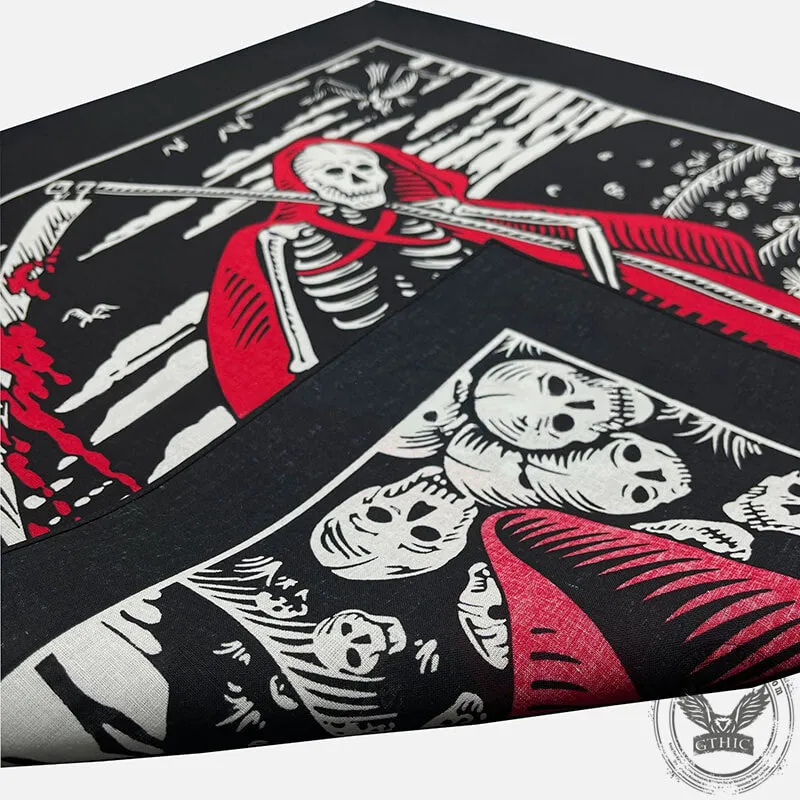 Punk Scythe Death Cotton Skull Square Scarf sold by GTHIC product image thumbnail 3