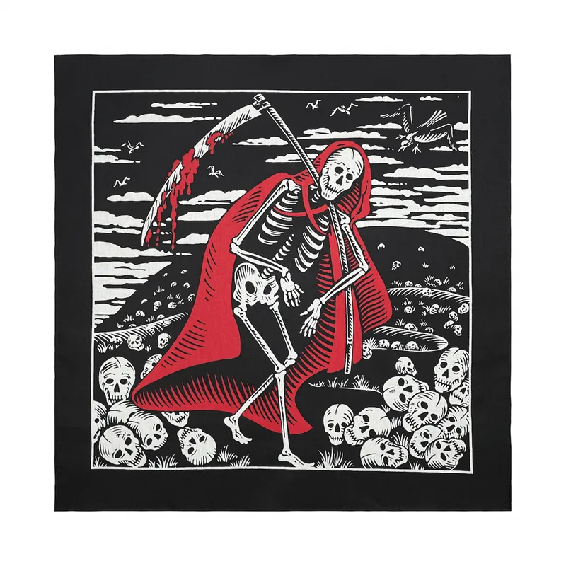 Punk Scythe Death Cotton Skull Square Scarf sold by GTHIC