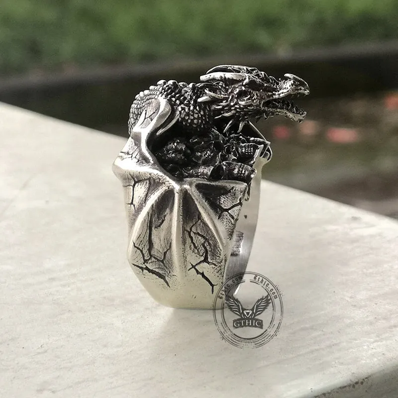 Gothic Flying Dragon Skulls Sterling Silver Ring sold by GTHIC product image thumbnail 5