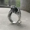 Gothic Flying Dragon Skulls Sterling Silver Ring sold by GTHIC