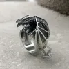 Gothic Flying Dragon Skulls Sterling Silver Ring sold by GTHIC
