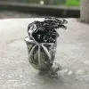 Gothic Flying Dragon Skulls Sterling Silver Ring sold by GTHIC