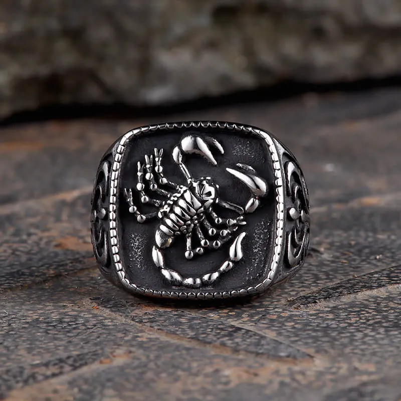 Scorpion Design Stainless Steel Signet Ring sold by GTHIC