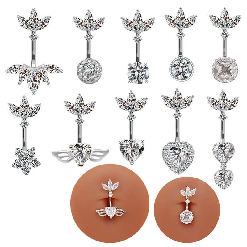 Shiny Zircon Heart-shaped Alloy Belly Ring sold by GTHIC