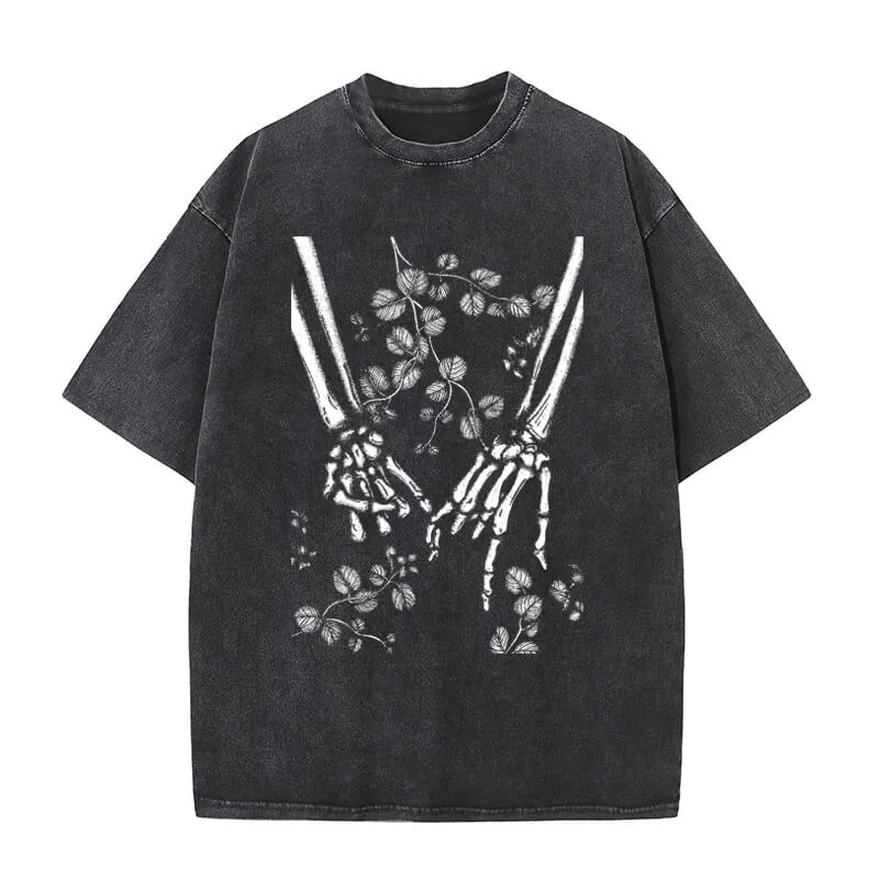 Vintage Washed Skeleton Hands Holding Each Other T-shirt sold by GTHIC