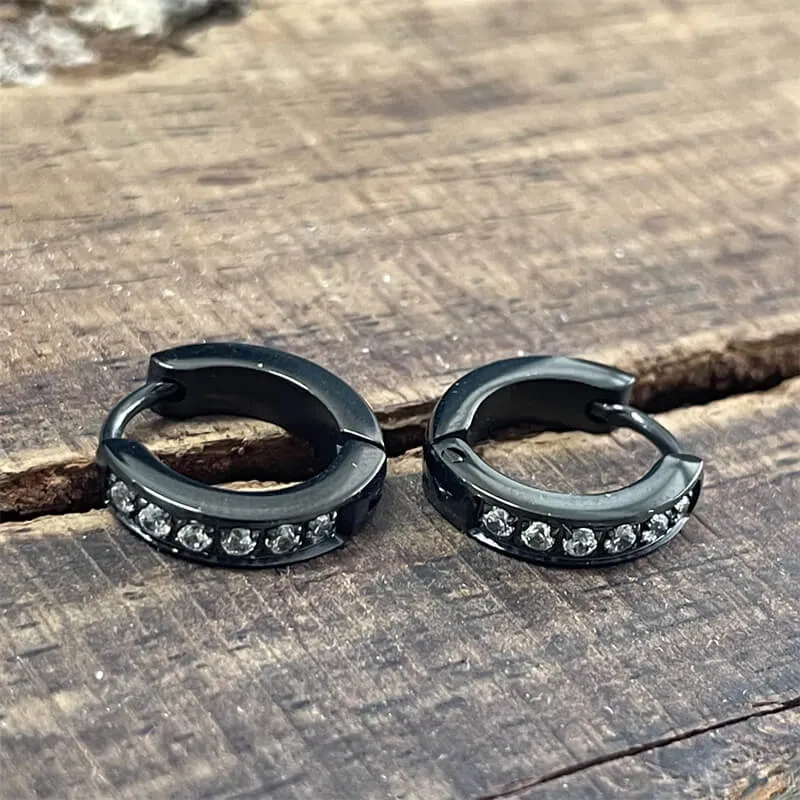 Simple Black Stainless Steel Huggie Earrings sold by GTHIC product image thumbnail 4