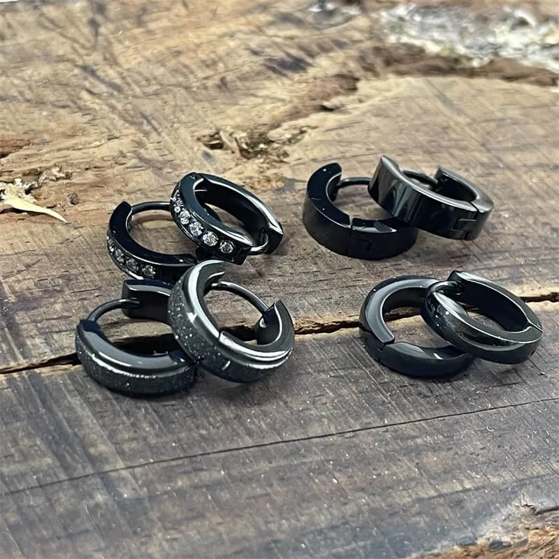 Simple Black Stainless Steel Huggie Earrings sold by GTHIC product image thumbnail 2