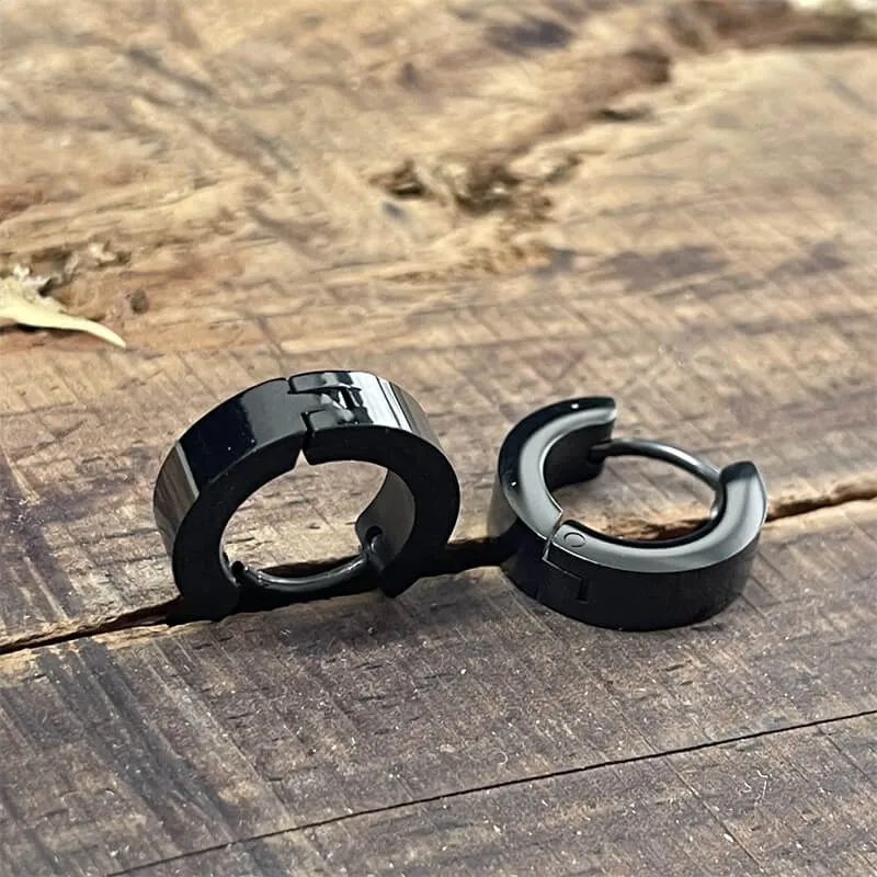 Simple Black Stainless Steel Huggie Earrings sold by GTHIC