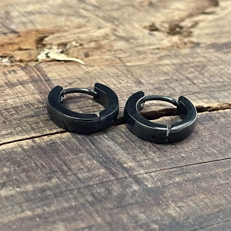 Simple Black Stainless Steel Huggie Earrings sold by GTHIC product image thumbnail 5