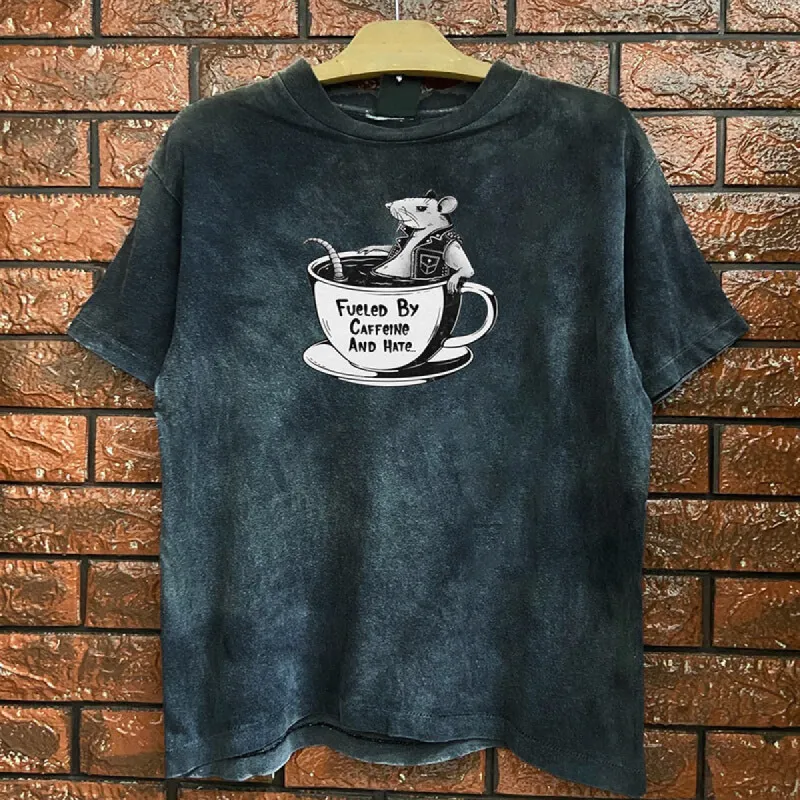 Vintage Washed Fueled By Caffeine And Hate Short Sleeve T-shirt sold by GTHIC