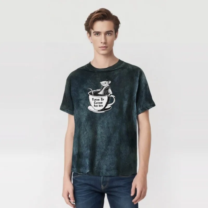 Vintage Washed Fueled By Caffeine And Hate Short Sleeve T-shirt sold by GTHIC product image thumbnail 2