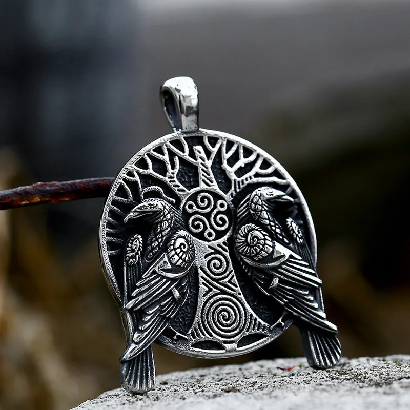 Raven Tree Of Life Stainless Steel Viking Pendant sold by GTHIC