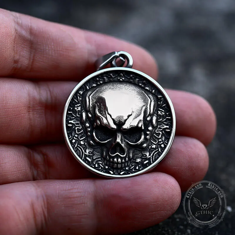 Round Stainless Steel Skull Pendant sold by GTHIC