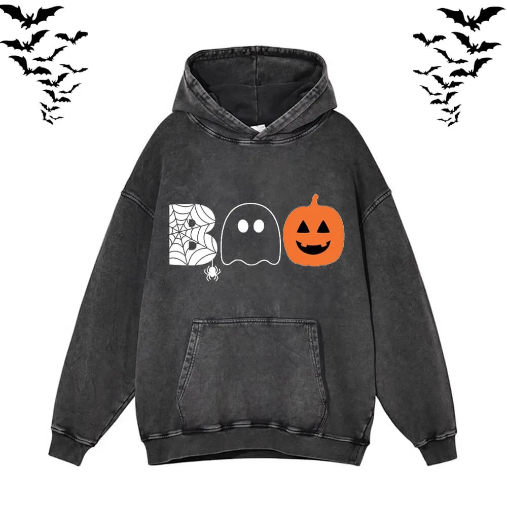 Vintage Washed Bad Ghost Pumpkin Hoodie Sweatshirt sold by GTHIC