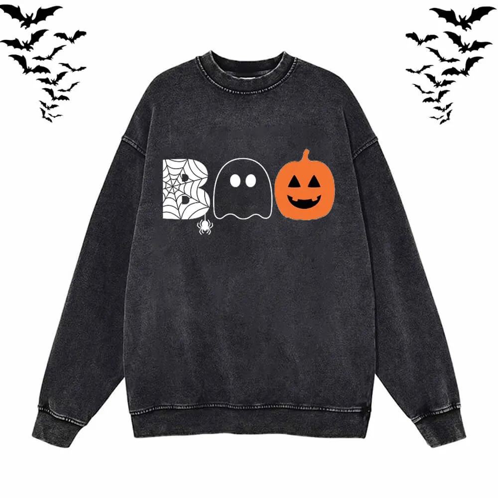Vintage Washed Bad Ghost Pumpkin Hoodie Sweatshirt sold by GTHIC product image thumbnail 2