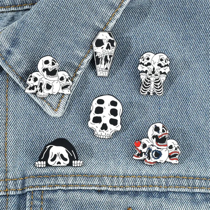 6 Pcs Punk Skull Design Alloy Brooches sold by GTHIC