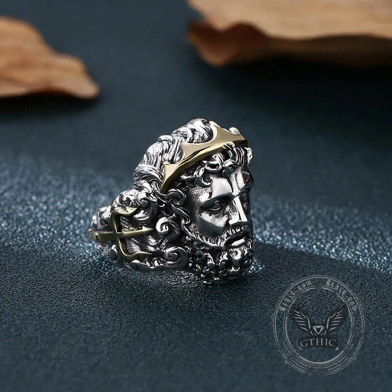 Greek Mythology Zeus Head Sterling Silver Open Ring sold by GTHIC product image thumbnail 2
