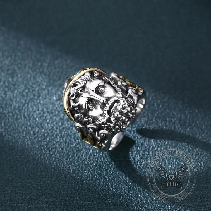 Greek Mythology Zeus Head Sterling Silver Open Ring sold by GTHIC product image thumbnail 3