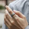 Retro Wood Runes Stainless Steel Viking Ring sold by GTHIC