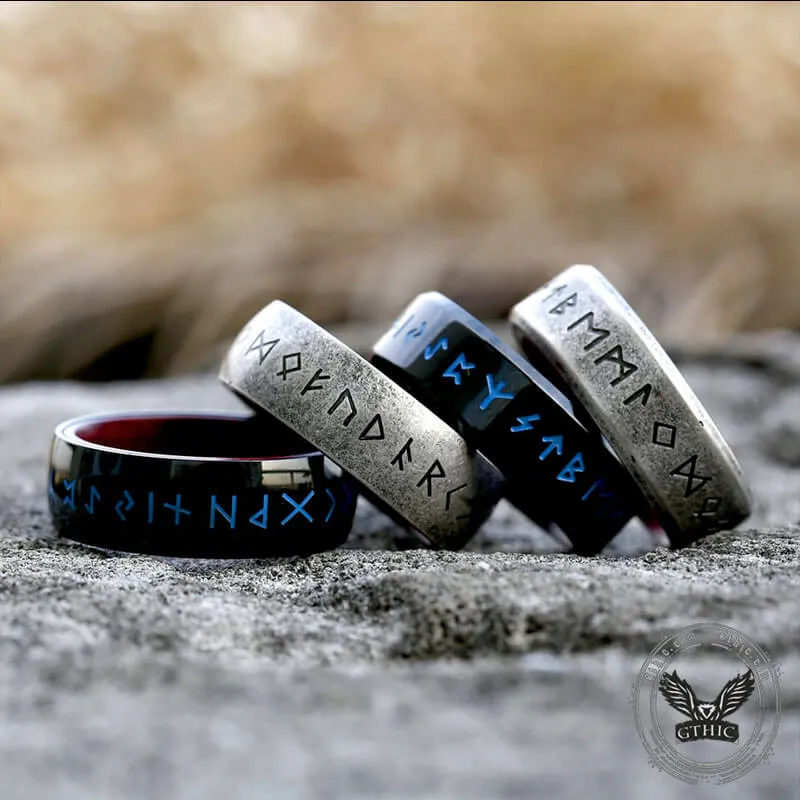 Retro Wood Runes Stainless Steel Viking Ring sold by GTHIC