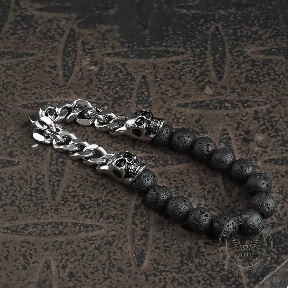 Cuban Chain And Volcanic Rock Skull Bracelet sold by GTHIC product image thumbnail 4