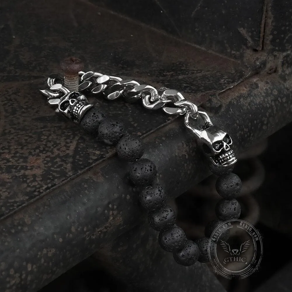 Cuban Chain And Volcanic Rock Skull Bracelet sold by GTHIC product image thumbnail 2