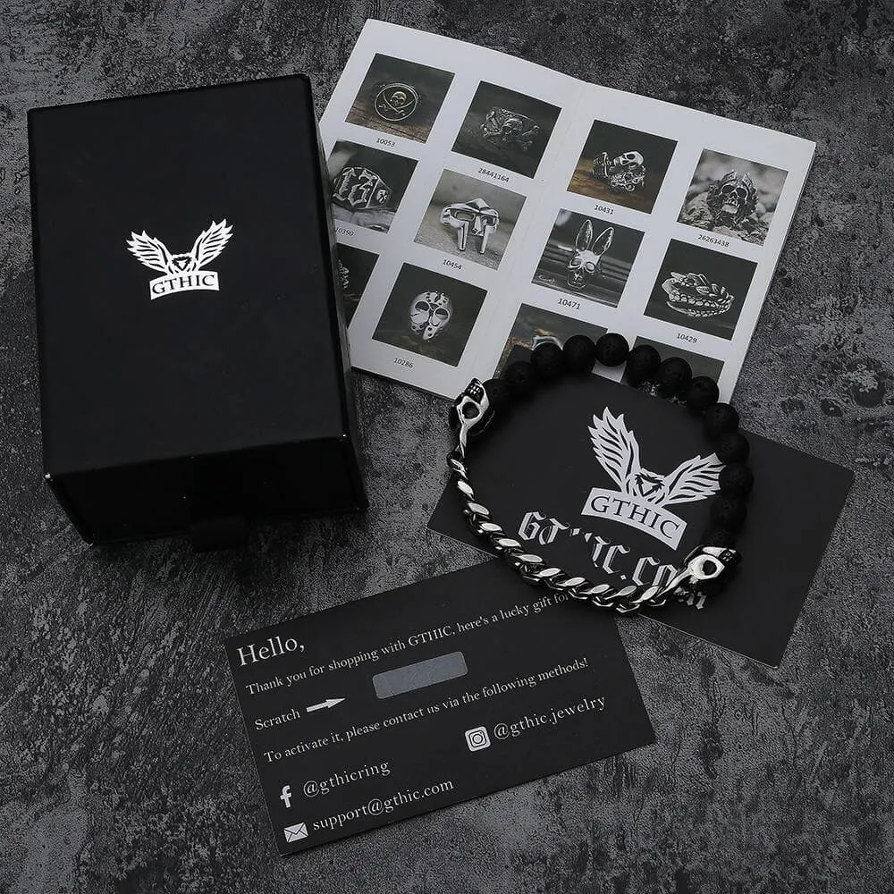 Cuban Chain And Volcanic Rock Skull Bracelet sold by GTHIC product image thumbnail 5