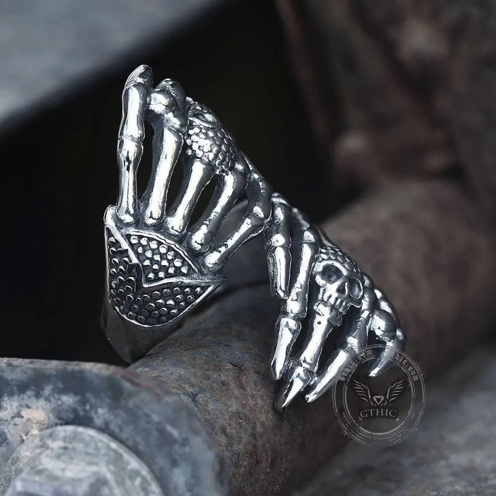 Double Ghost Hand Stainless Steel Skull Ring sold by GTHIC product image thumbnail 4