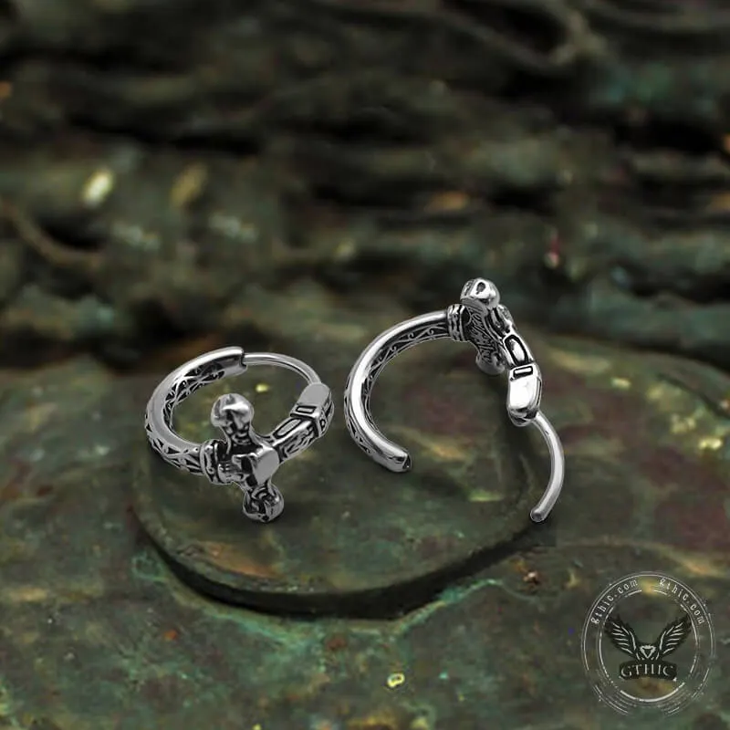 Vintage Pattern Stainless Steel Skull Hoop Earrings sold by GTHIC product image thumbnail 4