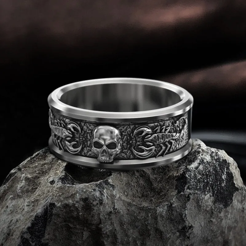 Gothic Skull With Scorpion Stainless Steel Ring sold by GTHIC