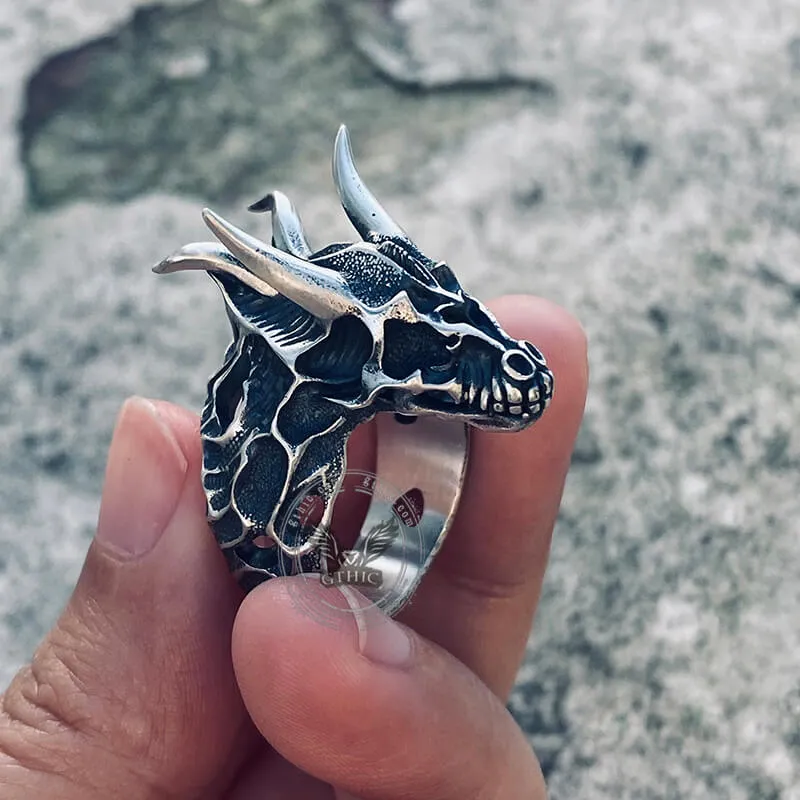 Devil Dragon Skull Sterling Silver Ring sold by GTHIC product image thumbnail 2