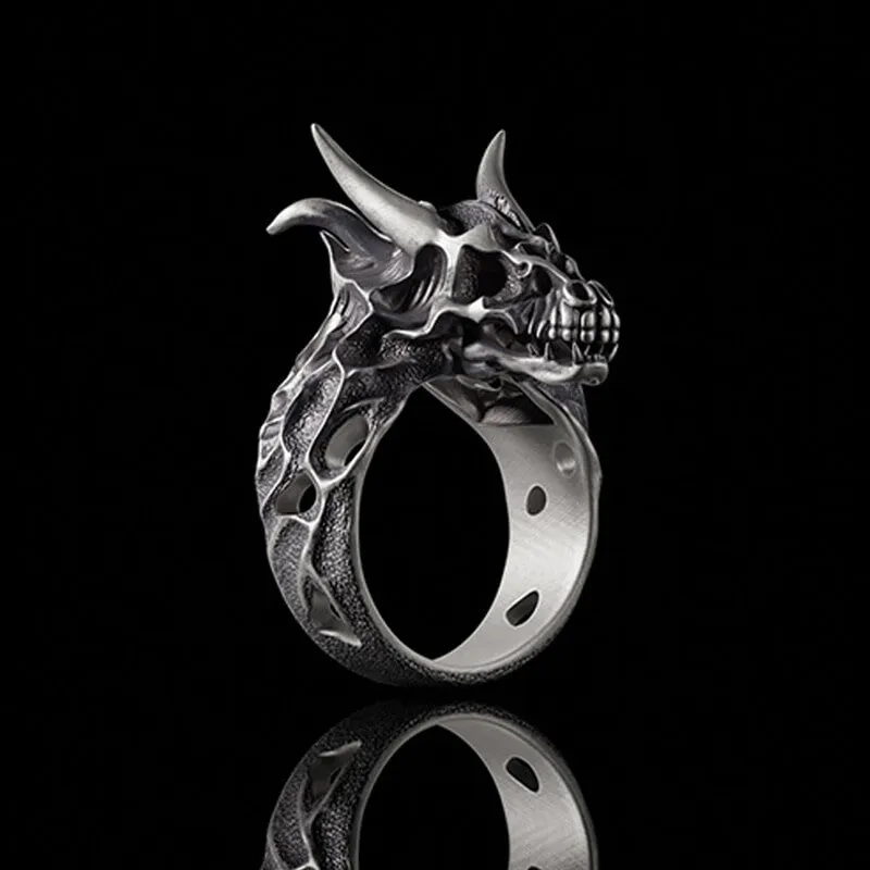 Devil Dragon Skull Sterling Silver Ring sold by GTHIC product image thumbnail 4